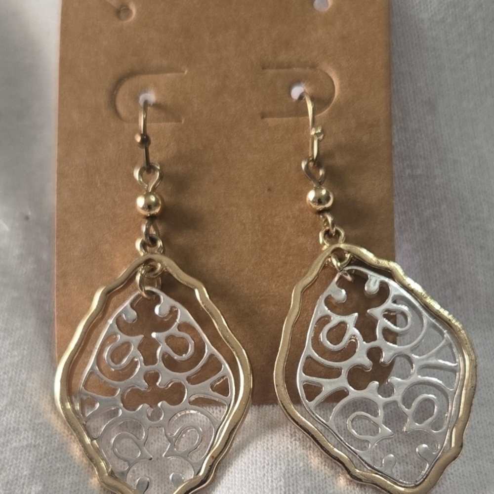 Elegant Gold and Silver Filigree Earrings